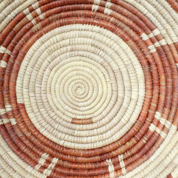 Vtg! Lot of 2 Home Décor Hand Coiled Tightly Woven Bowl Grass Straw Basket Bowl - Picture 4 of 9